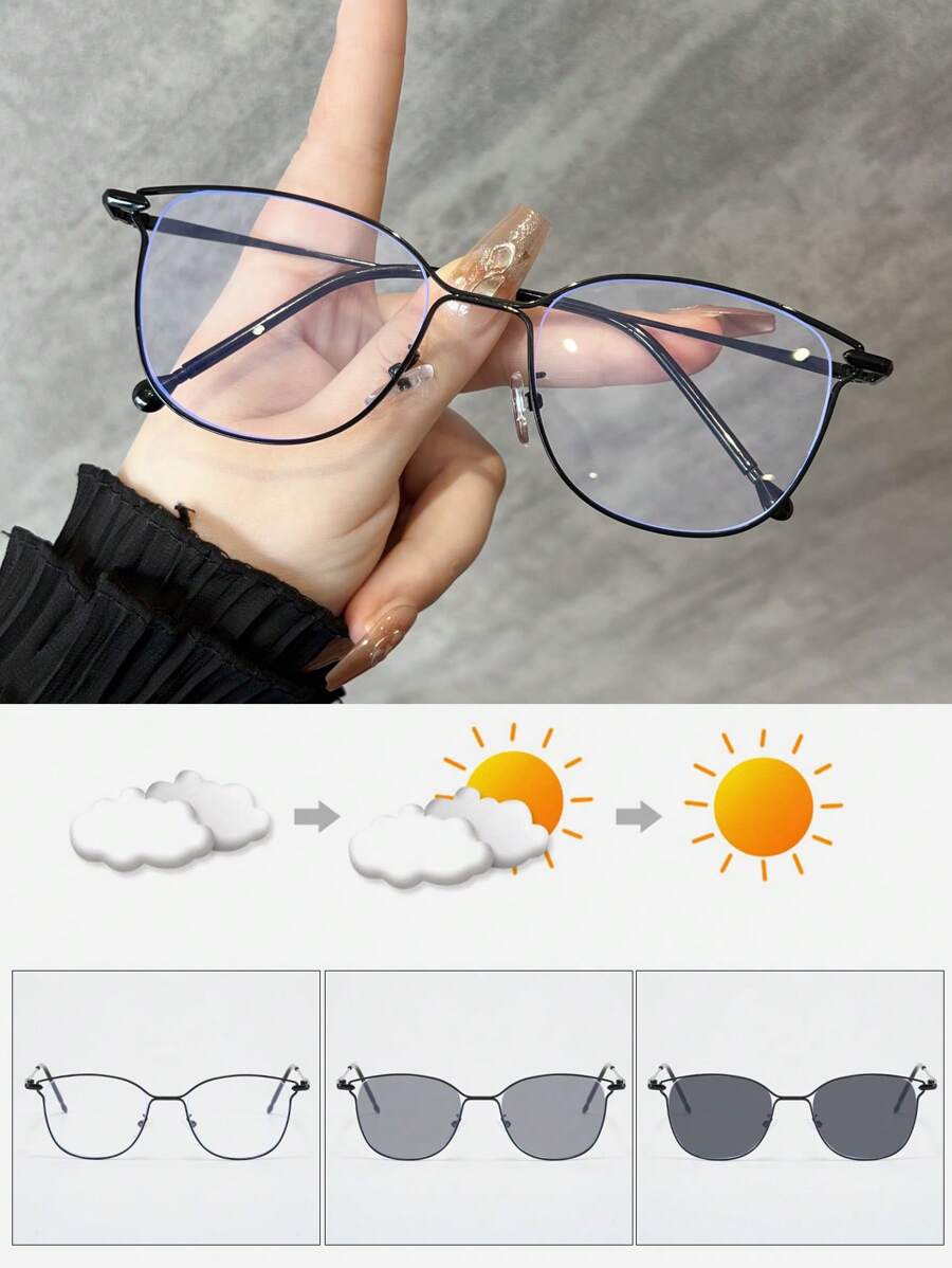 Sunglasses Cat Eye - مرآة معدنية خفيفة الوزن بإطار مجوف