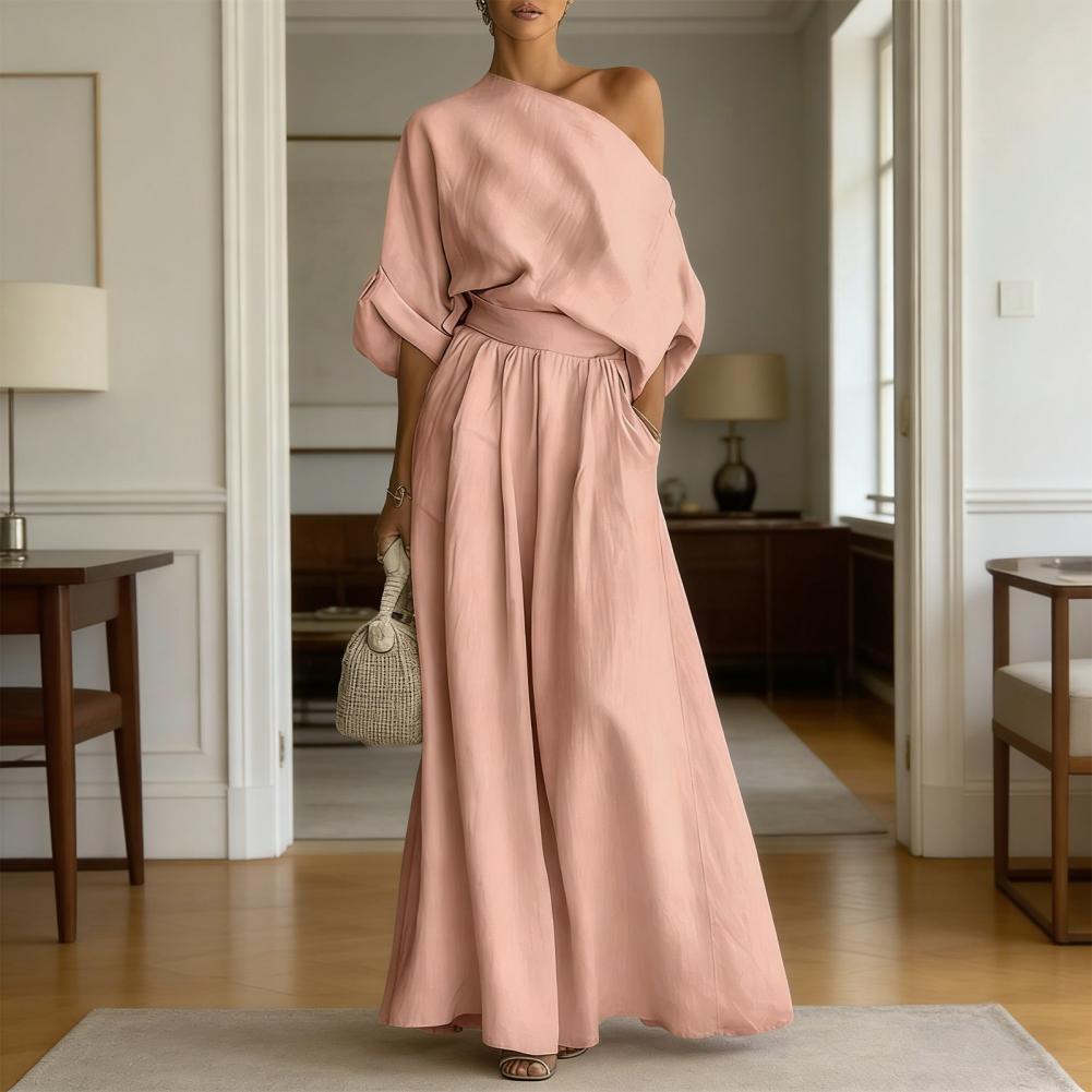 Blouse Off Shoulder - طقم بلوزة وبنطلون نسائي أنيق على