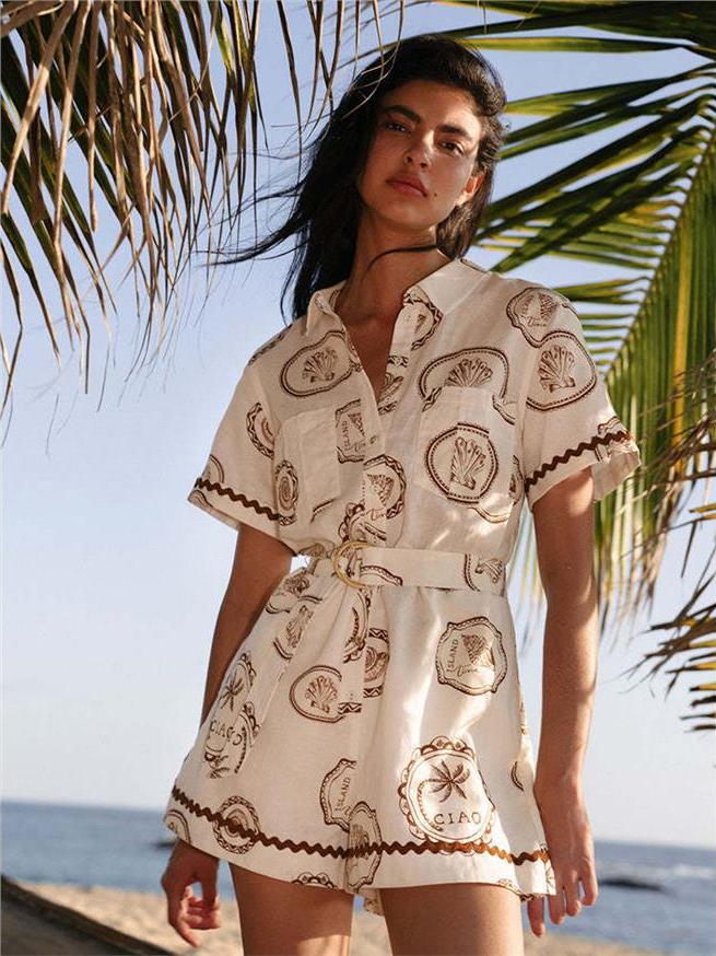 Linen Dress Wrap - فستان أنيق بطبعة زهور من الكتان