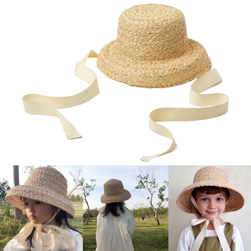 Hat Floppy Wide - المنسوجة يدويا الاطفال قبعة من القش