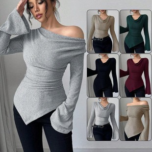 بلوزة نسائية بأكمام طويلة بلون - مراجعة Blouse Off Shoulder وسعره