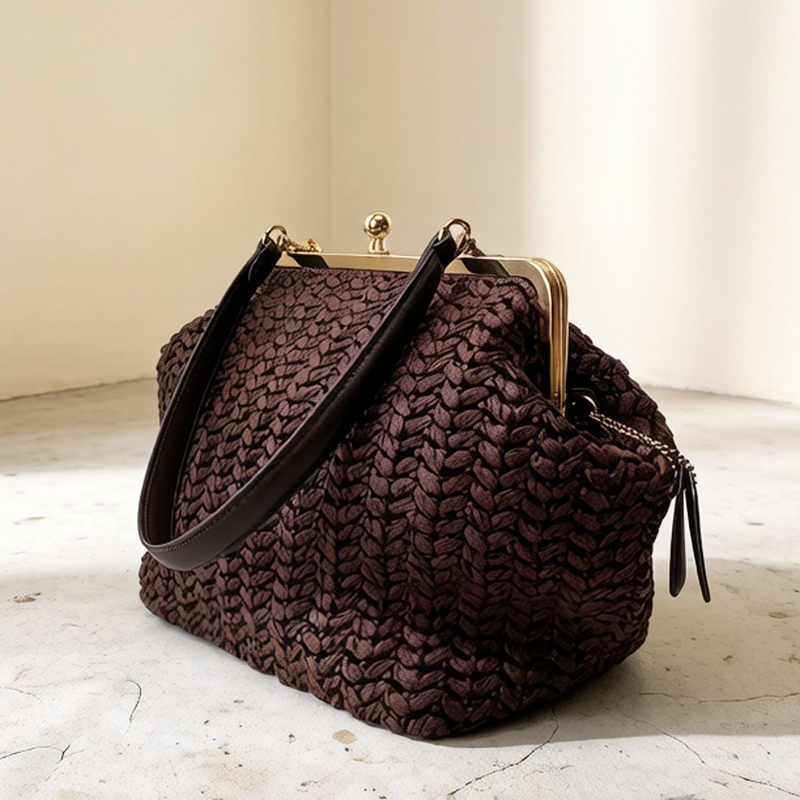 حقائب شاطئ من القش بإطار قفل ي - مراجعة Crochet Bag Raffia وسعره