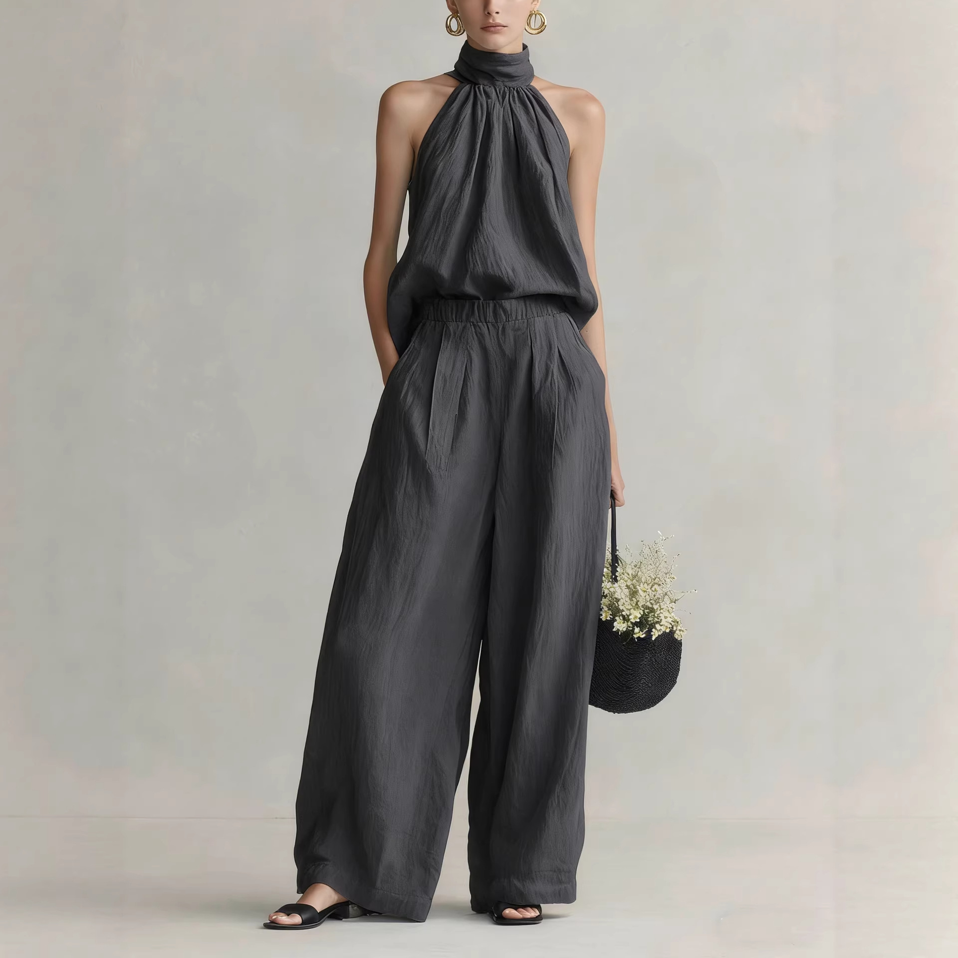 طقم نسائي صيفي جديد 2026: بلوز - مراجعة Linen Pant Wide وسعره
