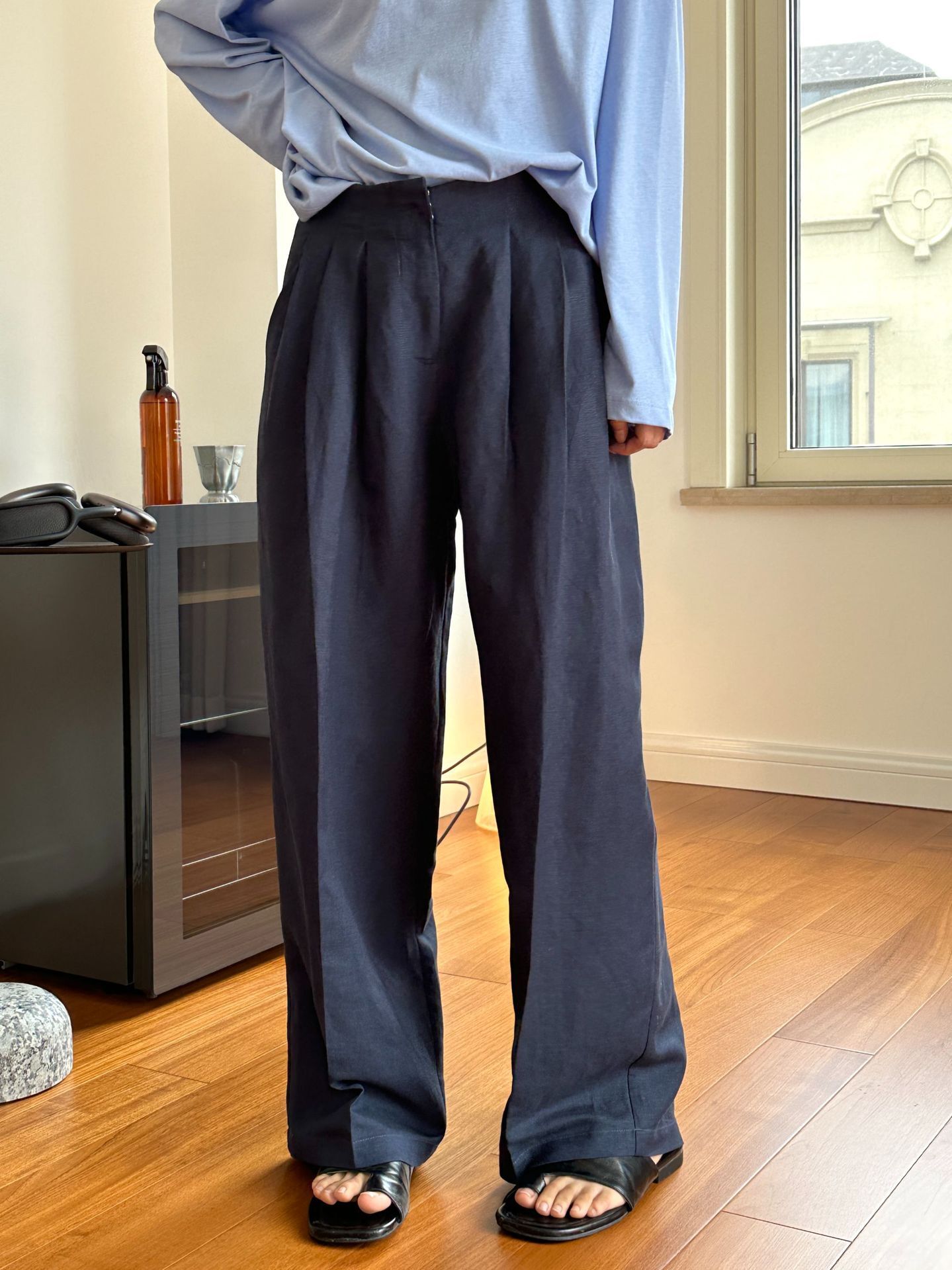 بنطلون كتان واسع الساق غير رسم - مراجعة Linen Pant Wide وسعره