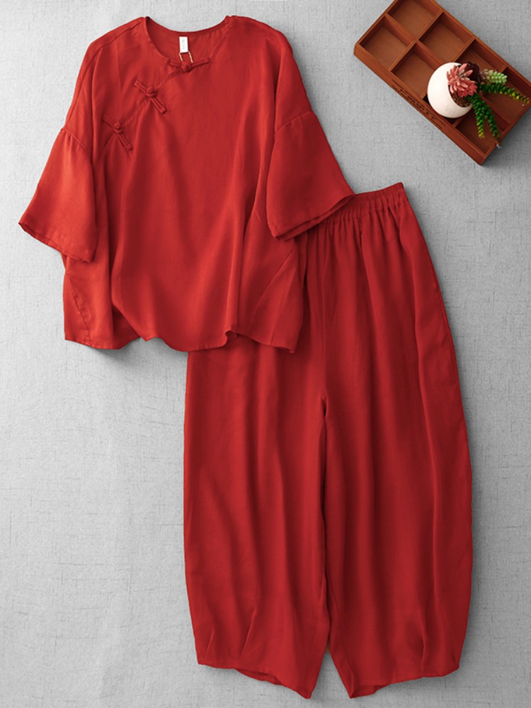 بدلة نسائية صينية جديدة بأسلوب - مراجعة Linen Pant Wide وسعره