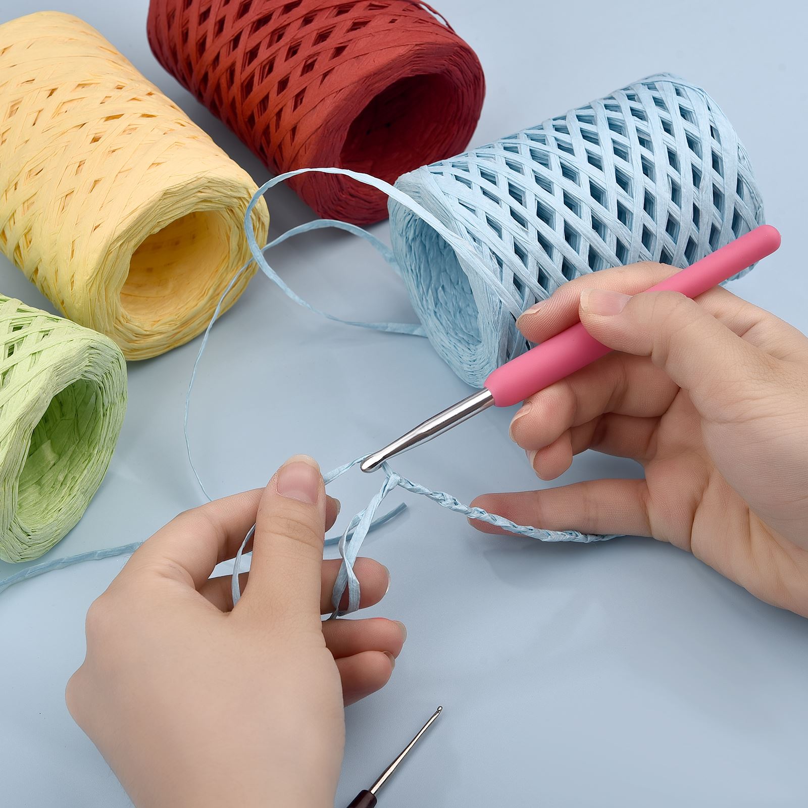 100 متر الرافية الطبيعية غزل ا - مراجعة Crochet Bag Raffia وسعره