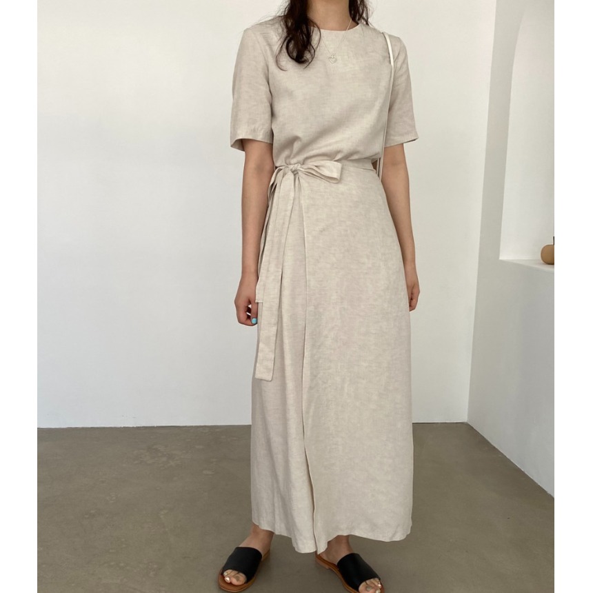 فستان أنيق من القطن والكتان مع - مراجعة Linen Dress Wrap وسعره