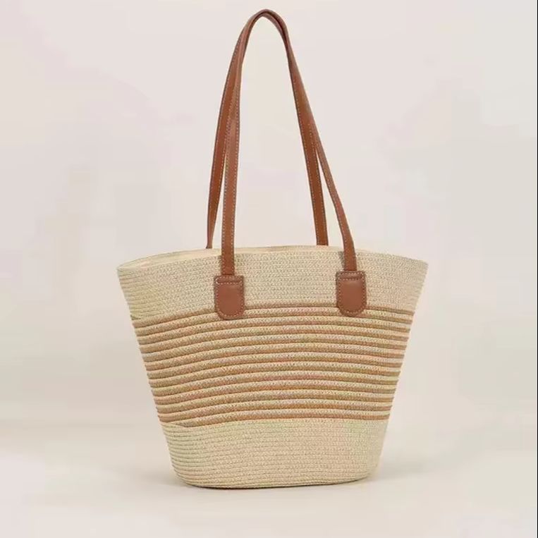 حقيبة يد نسائية من القش المخطط - مراجعة Tote Bag Beach وسعره