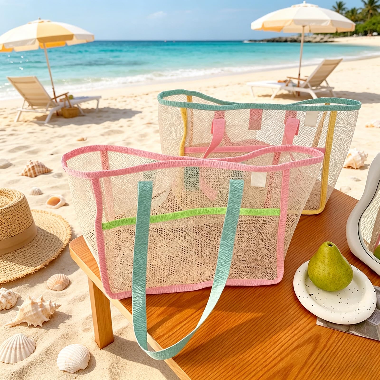 حقائب شاطئ نسائية ملونة قابلة  - مراجعة Tote Bag Beach وسعره
