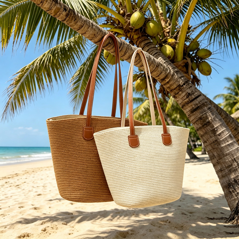 حقيبة يد نسائية من القش بلون و - مراجعة Tote Bag Beach وسعره