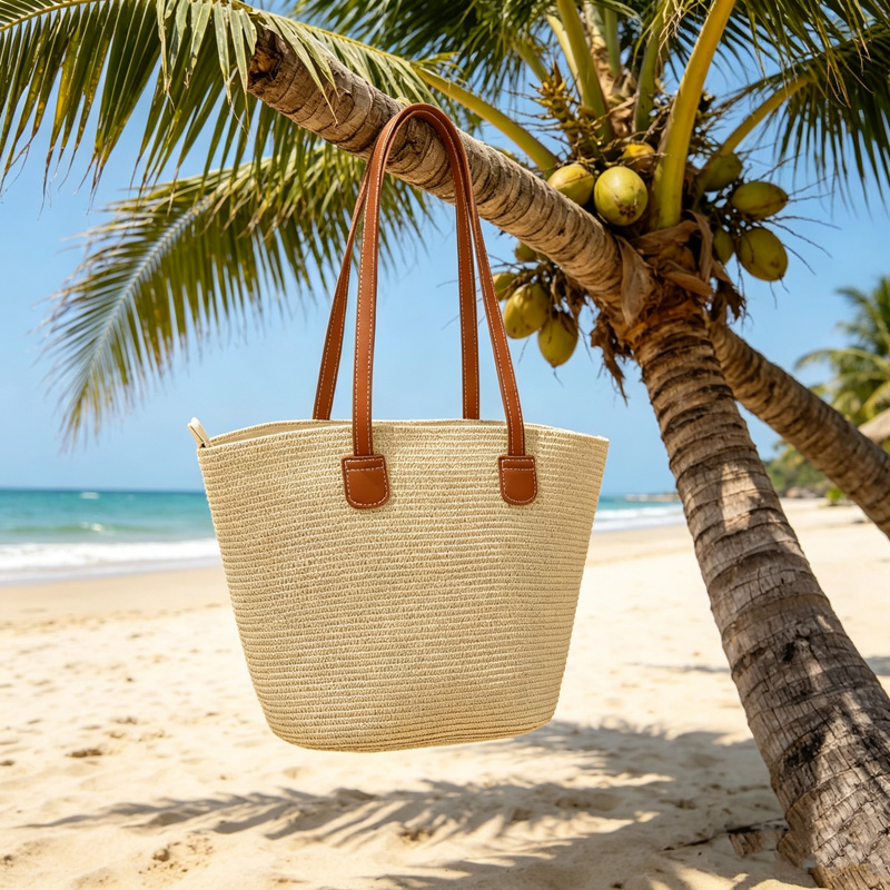 حقيبة يد نسائية من القش بلون و - مراجعة Tote Bag Beach وسعره