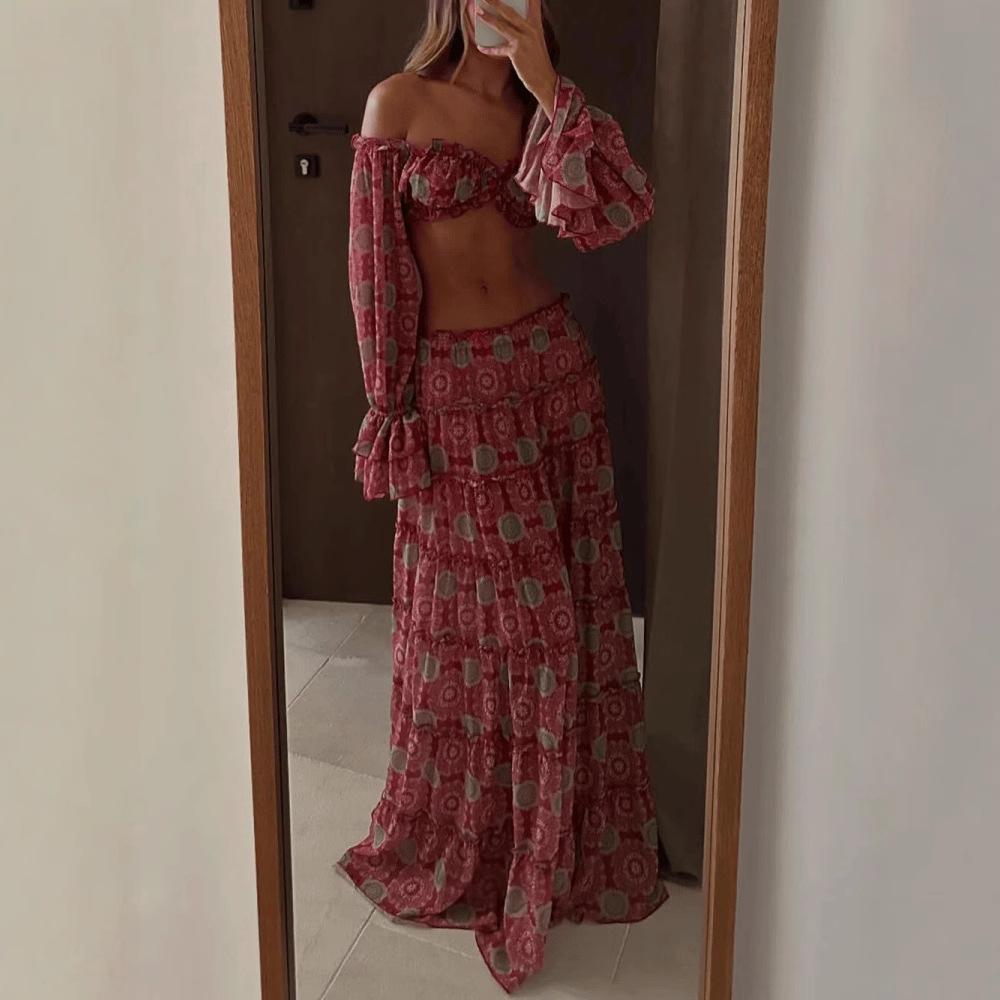 طقم تنورة بطباعة عتيقة من قطعت - مراجعة Romper Floral Print وسعره