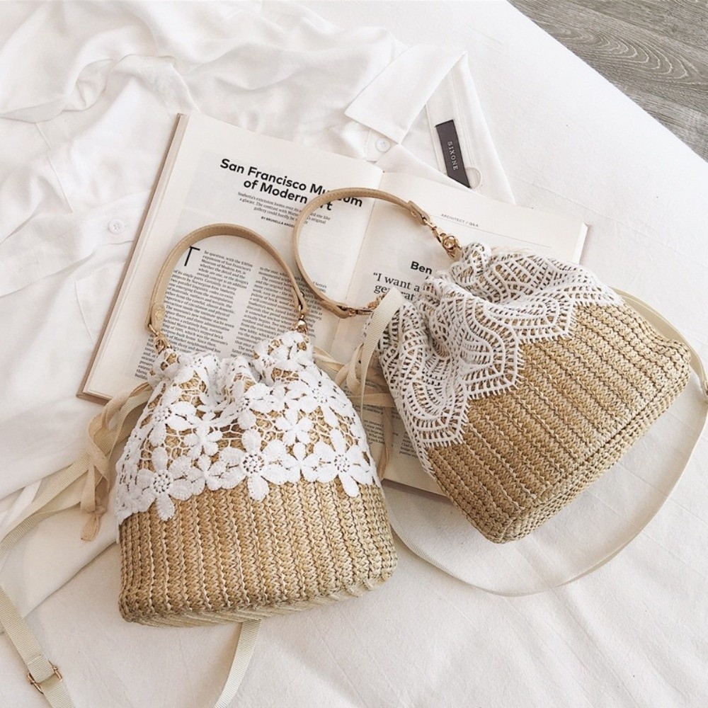 حقيبة كتف من القش بتصميم عتيق  - مراجعة Tote Bag Beach وسعره