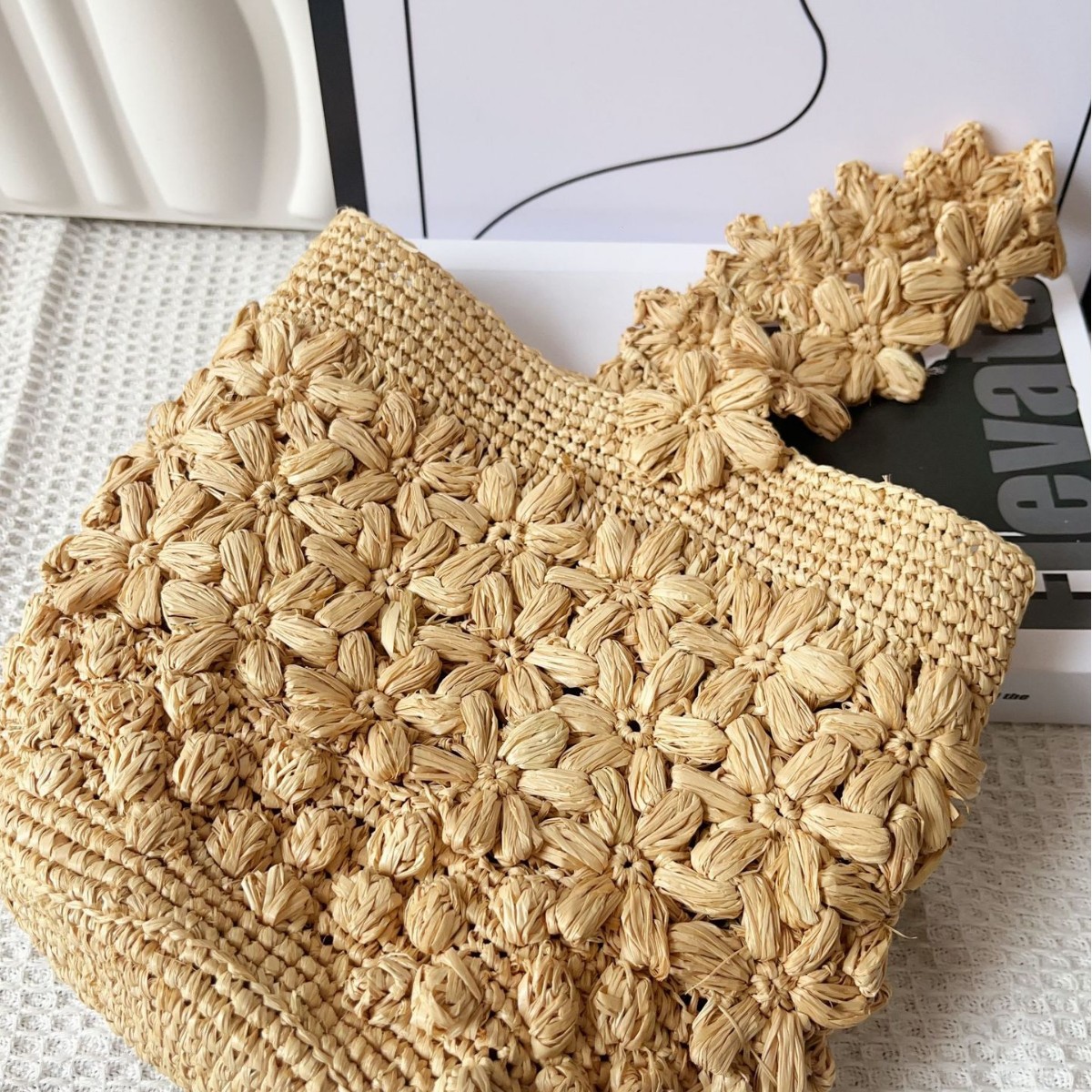 حقيبة يد نسائية صيفية منسوجة م - مراجعة Crochet Bag Raffia وسعره